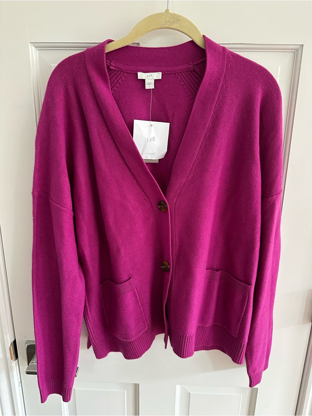 J. Jill Fuchsia Button-Front Cardigan